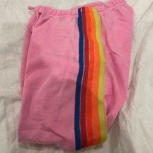 Aviator nation pink 5 striped sweatpants